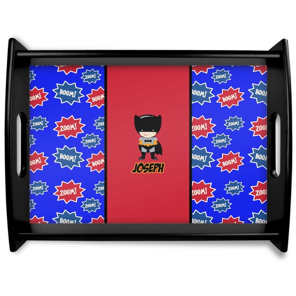 Custom Superhero Black Wooden Tray - Large (Personalized)