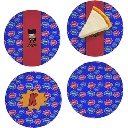 Superhero Set of 4 Glass Appetizer / Dessert Plate 8" (Personalized)