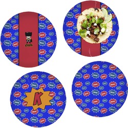 Superhero Set of 4 Glass Lunch / Dinner Plate 10" (Personalized)