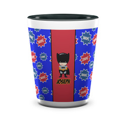 Superhero Ceramic Shot Glass - 1.5 oz - Two Tone - Set of 4 (Personalized)