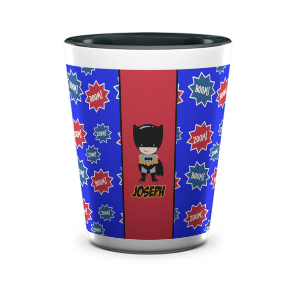 Custom Superhero Ceramic Shot Glass - 1.5 oz - Two Tone - Set of 4 (Personalized)