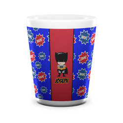 Superhero Ceramic Shot Glass - 1.5 oz - White - Set of 4 (Personalized)