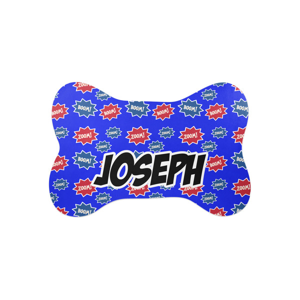 Custom Superhero Bone Shaped Dog Food Mat (Small) (Personalized)
