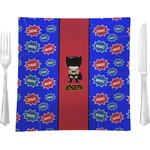 Superhero 9.5" Glass Square Lunch / Dinner Plate- Single or Set of 4 (Personalized)