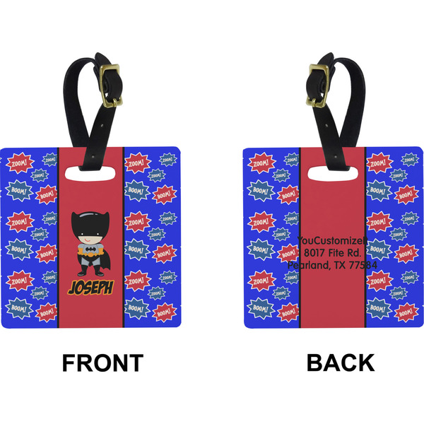Superhero Square Luggage Tag (Front + Back)