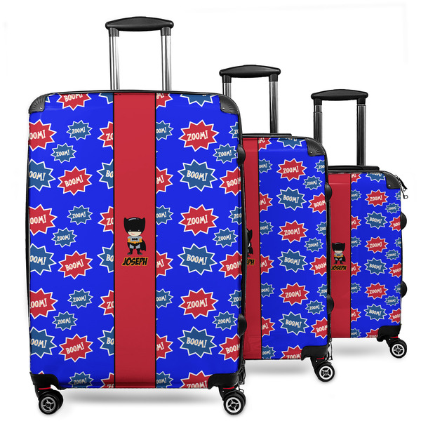 Custom Superhero 3 Piece Luggage Set - 20" Carry On, 24" Medium Checked, 28" Large Checked (Personalized)