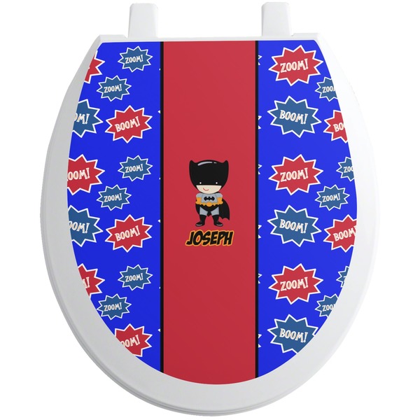 Custom Superhero Toilet Seat Decal - Round (Personalized)