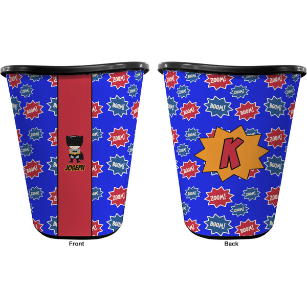Superhero Trash Can Black - Front and Back - Apvl