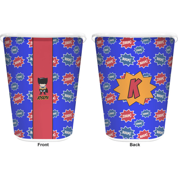 Superhero Trash Can White - Front and Back - Apvl
