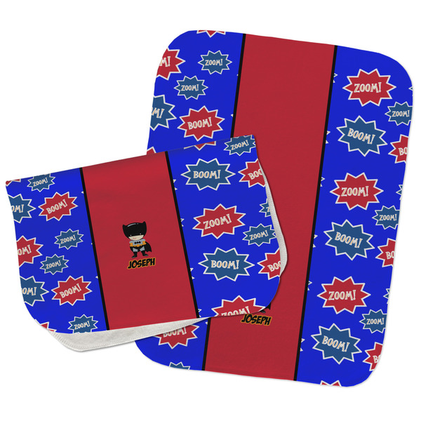Superhero Two Rectangle Burp Cloths - Open & Folded