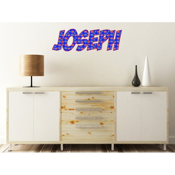 Superhero Wall Name Decal On Wooden Desk