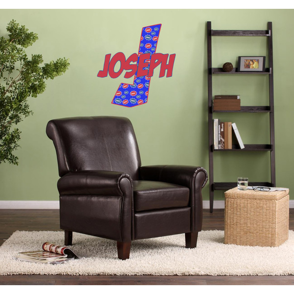 Superhero Wall Name & Initial Large on Living Room Wall