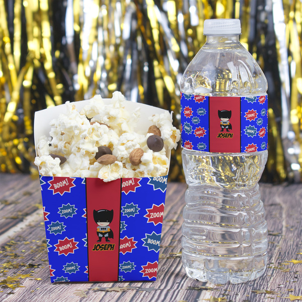 Superhero Water Bottle Label - w/ Favor Box