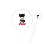 Superhero 4" Round Plastic Food Picks - White - Double Sided (Personalized)