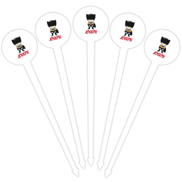 Superhero White Plastic 4" Food Pick - Round - Fan View