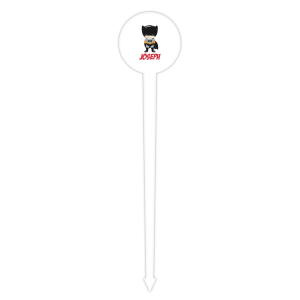 Superhero White Plastic 4" Food Pick - Round - Single Pick