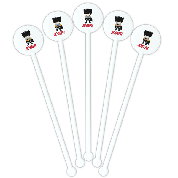 Superhero White Plastic 5.5" Stir Stick - Fan View