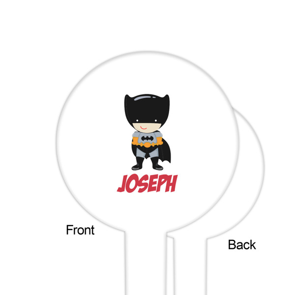 Superhero White Plastic 6" Food Pick - Round - Single Sided - Front & Back