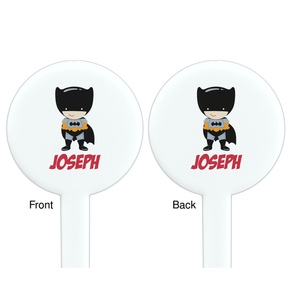 Superhero White Plastic 7" Stir Stick - Double Sided - Round - Front & Back