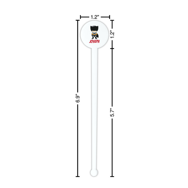 Superhero White Plastic 7" Stir Stick - Round - Dimensions