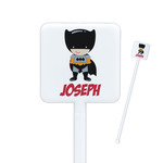 Superhero Square Plastic Stir Sticks (Personalized)