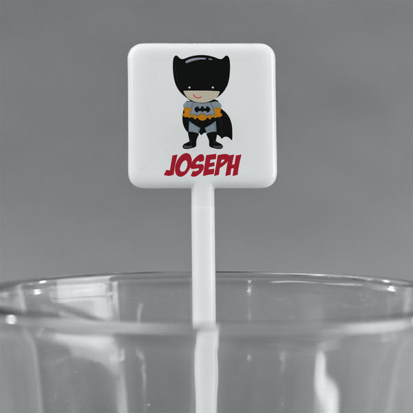 Superhero White Plastic Stir Stick - Square - Main