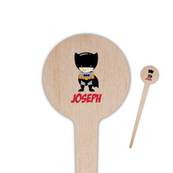 Superhero 4" Round Wooden Food Picks - Single Sided (Personalized)