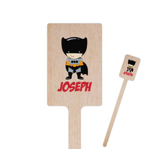 Custom Superhero 6.25" Rectangle Wooden Stir Sticks - Single Sided (Personalized)