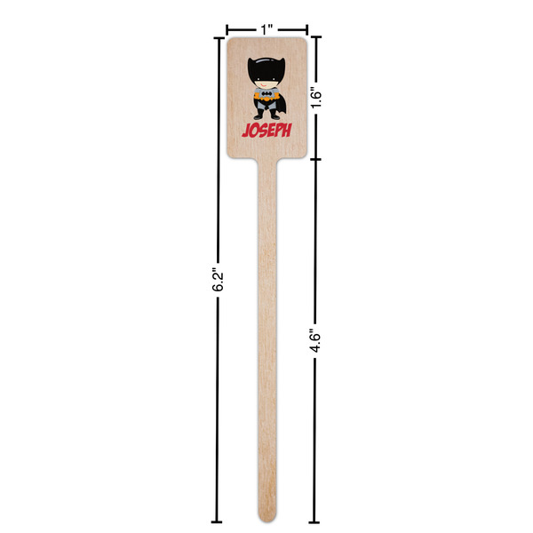 Superhero Wooden 6.25" Stir Stick - Rectangular - Dimensions