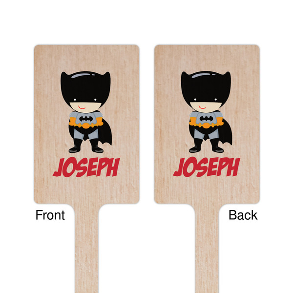 Superhero Wooden 6.25" Stir Stick - Rectangular - Double Sided - Front & Back