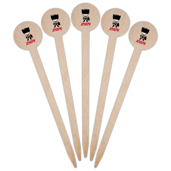 Superhero Wooden 6" Food Pick - Round - Fan View