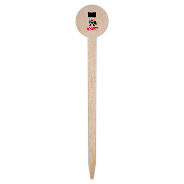 Superhero Wooden 6" Food Pick - Round - Single Pick