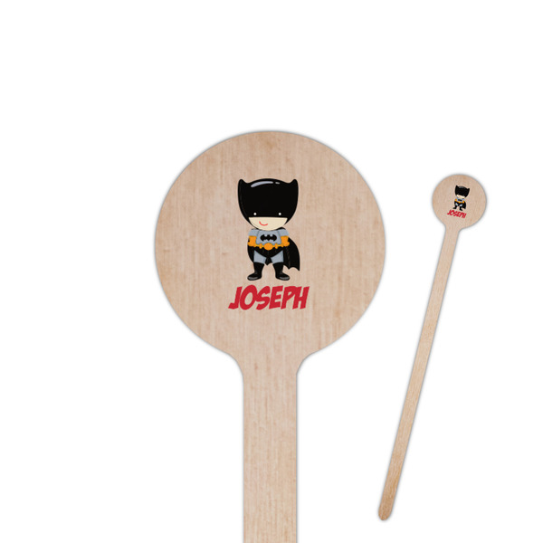 Custom Superhero 6" Round Wooden Stir Sticks - Double Sided (Personalized)
