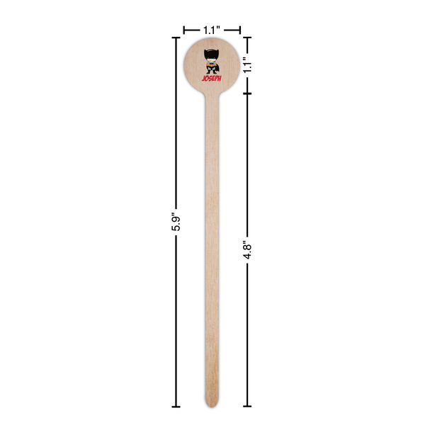 Superhero Wooden 6" Stir Stick - Round - Dimensions