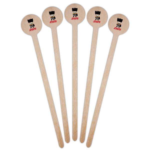 Superhero Wooden 6" Stir Stick - Round - Fan View