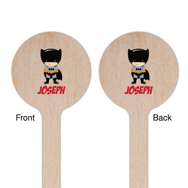 Superhero Wooden 7.5" Stir Stick - Round - Double Sided - Front & Back