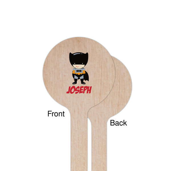 Superhero Wooden 7.5" Stir Stick - Round - Single Sided - Front & Back