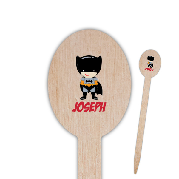 Custom Superhero Oval Wooden Food Picks (Personalized)