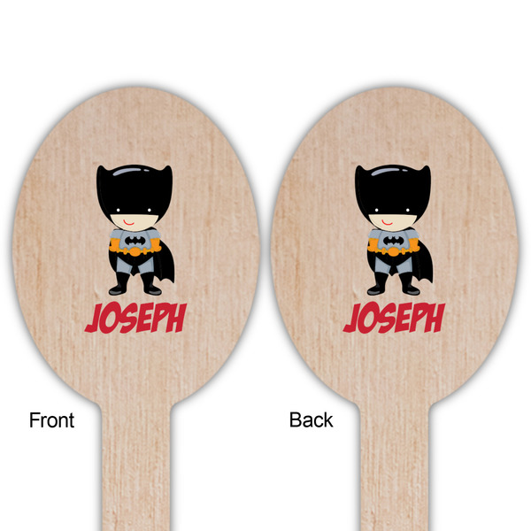 Superhero Wooden Food Pick - Oval - Double Sided - Front & Back