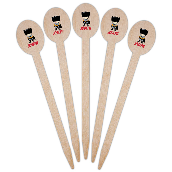 Superhero Wooden Food Pick - Oval - Fan View
