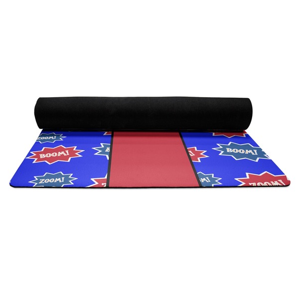 Superhero Yoga Mat Rolled up Black Rubber Backing