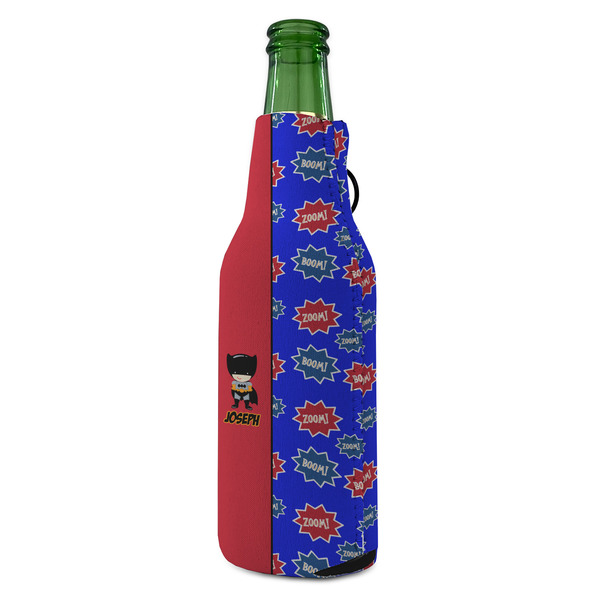 Superhero Zipper Bottle Cooler - ANGLE (bottle)