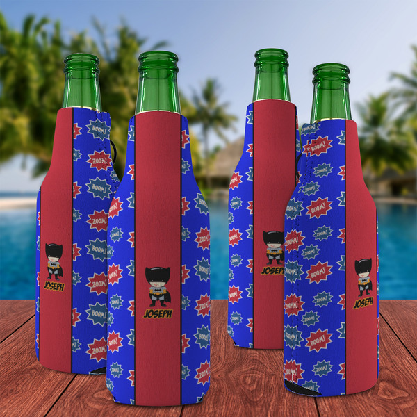 Superhero Zipper Bottle Cooler - Set of 4 - LIFESTYLE