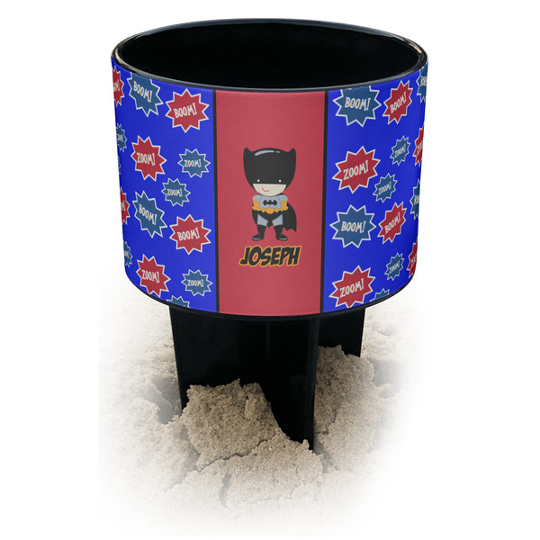 Custom Superhero Black Beach Spiker Drink Holder (Personalized)