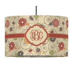 Fall Flowers 12" Drum Pendant Lamp - Fabric (Personalized)