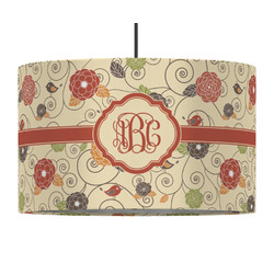Fall Flowers 12" Drum Pendant Lamp - Fabric (Personalized)