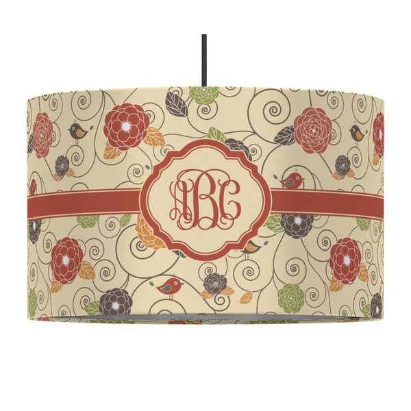 Fall Flowers 12" Drum Lampshade - PENDANT (Fabric)