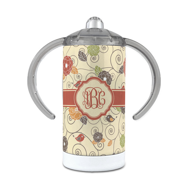Custom Fall Flowers 12 oz Stainless Steel Sippy Cup (Personalized)