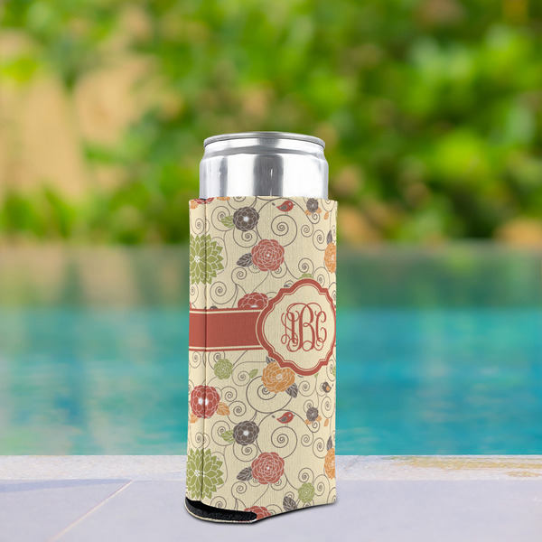 Fall Flowers Can Cooler - Tall 12oz - In Context