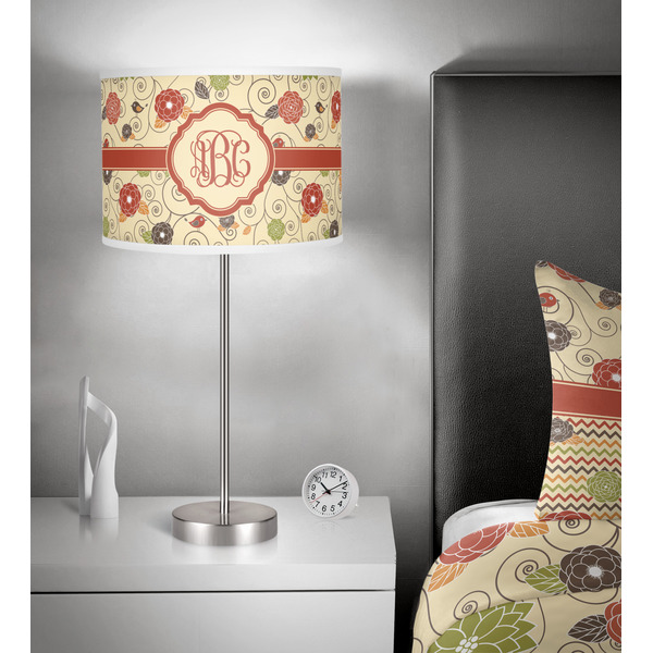 Fall Flowers 13 inch drum lamp shade - in room